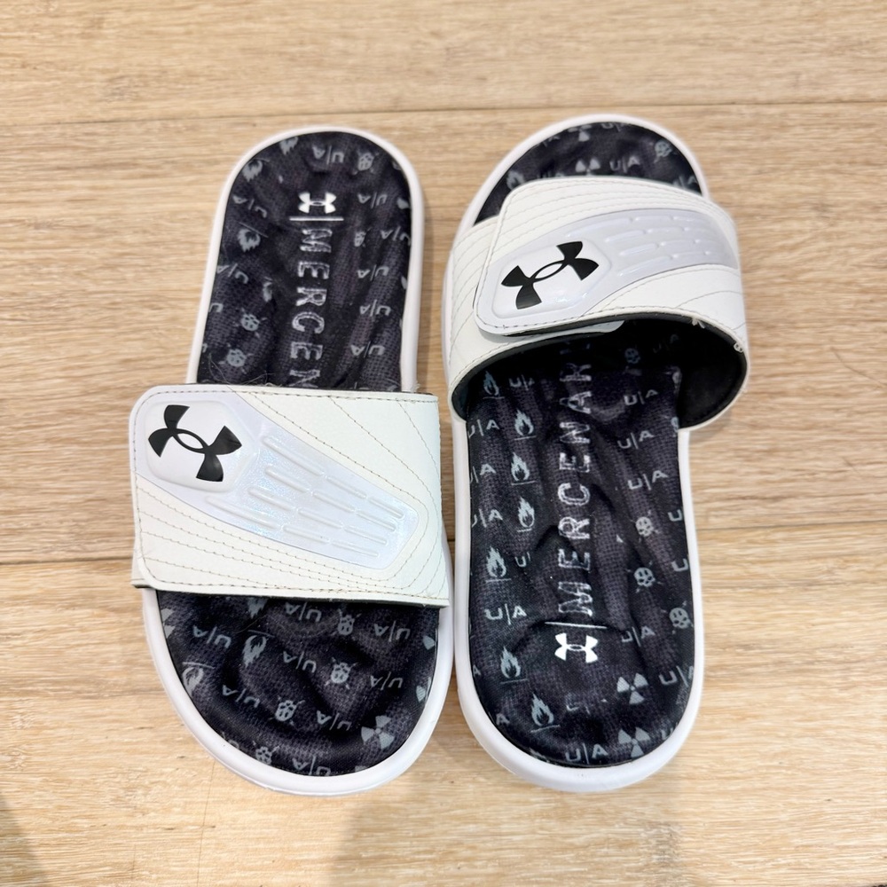 Under Armour Kids Slide Sandals - White and Black